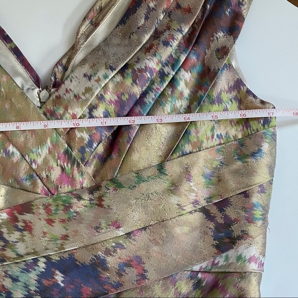 Monique Lhuillier Gold Purple Green Dress size 10 - Picture 8 of 16